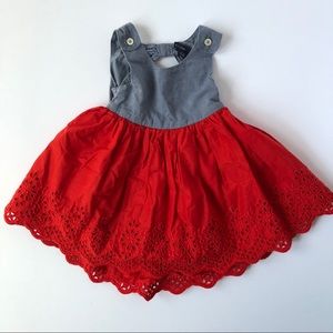 😍 Baby Gap Red Eyelet Summer Dress 6–12 month